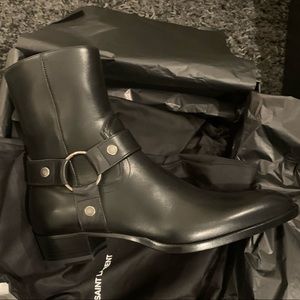 SAINT LAURENT WYATT HARNESS BOOTS 39.5